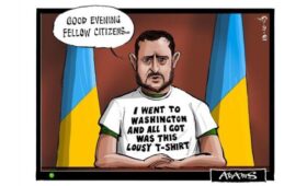 Британские СМИ высмеяли неудачный визит Зеленского в Вашингтон через карикатуру