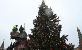 Новогоднюю елку нарядили на Манежной площади