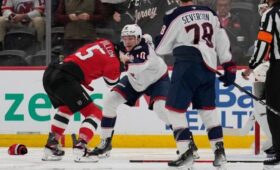 Форвард «Коламбуса» Воронков нокаутировал хоккеиста «Нью-Джерси»